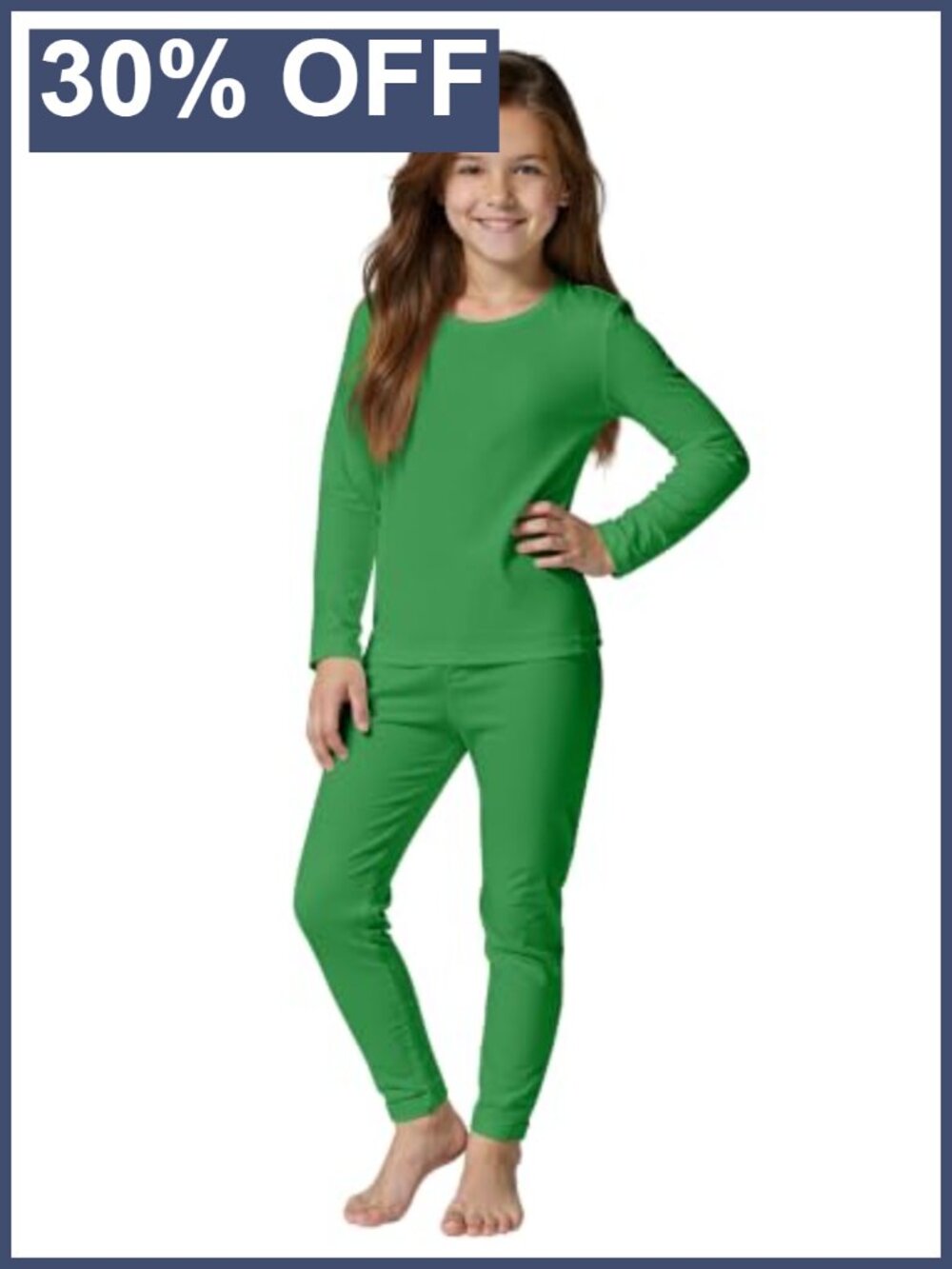 Girls 2-Piece Long Sleeve Crew Top and Leggings Set Polyester Spandex Base Layer